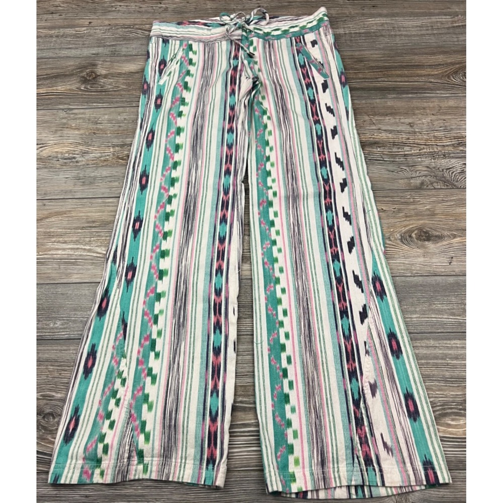 GEORGIE Women's‎ Size 6 Flared Aztec Boho Stripe Flared Pants Low Rise Festival